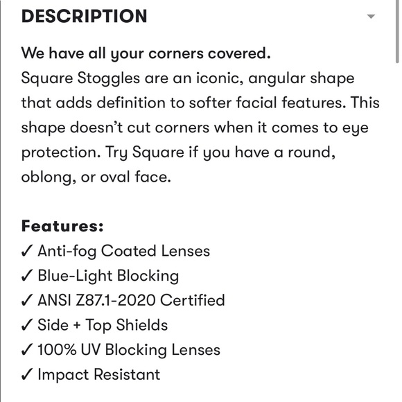 NWT clear square stoggles - Picture 4 of 6